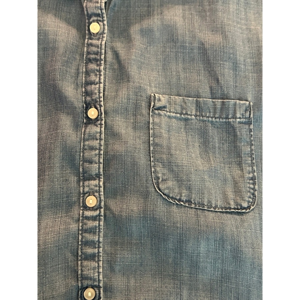 St Johns Bay Blue Lyocell Chambray Short Sleeve Button Down Shirt Large (1443) - Picture 7 of 9